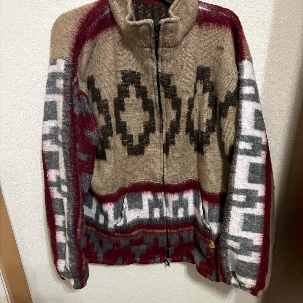 Men's Molina Geometric/aztec Baja  Patterned Jacket in Red and Brown